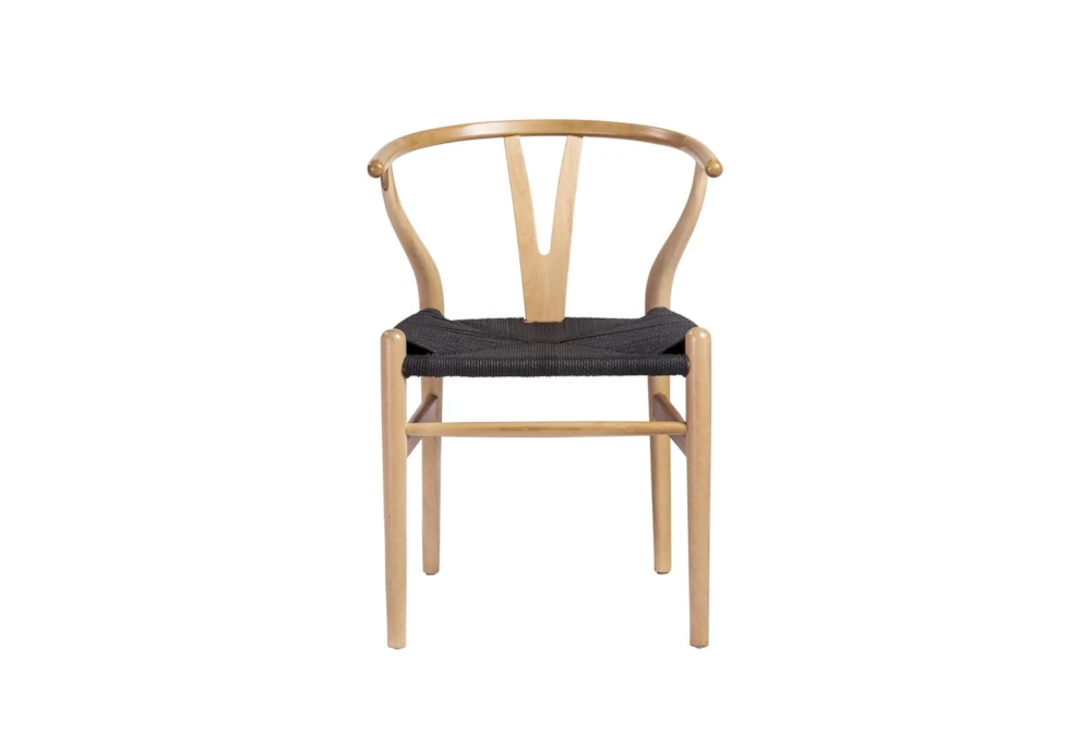Natural Wishbone Side Chair Black Seat Set Of 2