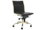 Copenhagen Black Faux Leather And Gold Low Back Armless Rolling Office Desk Chair - Detail