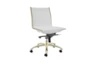 Copenhagen White Faux Leather And Gold Low Back Armless Desk Chair - Detail