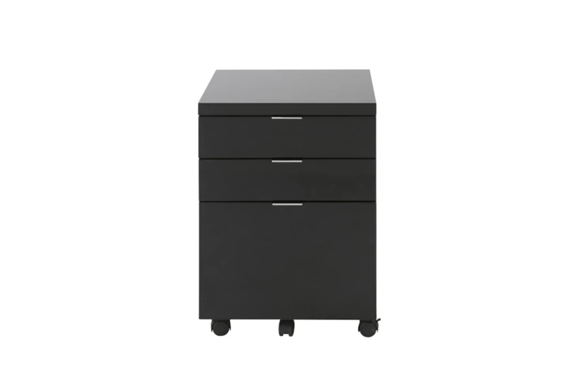Black Lacquer 3 Drawer File Cabinet With Casters - 360