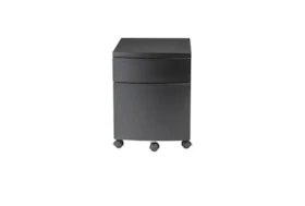 Black Powder Coated Metal 2 Drawer File Cabinet With Casters