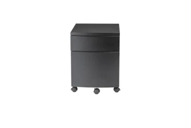 Black Powder Coated Metal 2 Drawer File Cabinet With Casters