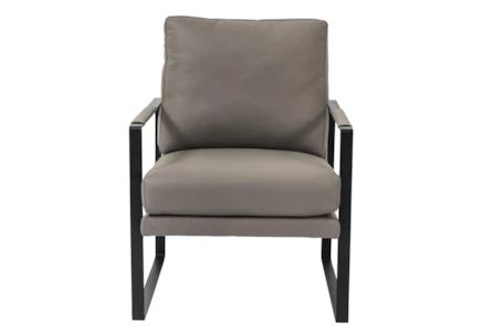 San Marcos Grey Leather Accent Chair, Grey Leather Accent Chair