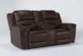 Stoneland Chocolate 82" Reclining Loveseat With Console - Side