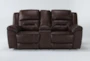 Stoneland Chocolate 82" Reclining Loveseat With Console - Signature
