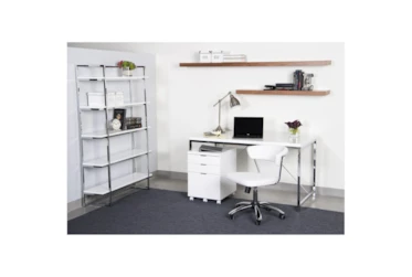 Carlsbad White And Chrome 62 Inch Bookcase