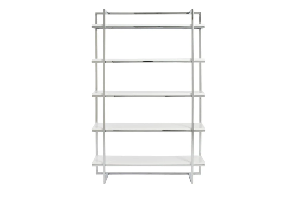 Carlsbad White And Chrome 62 Inch Bookcase