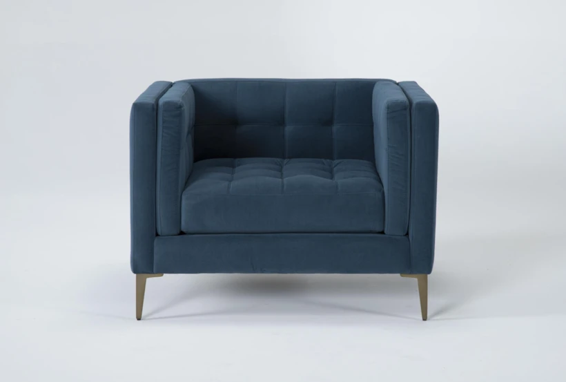 Wesley III Blue Velvet 39" Mid-Century Modern Chair - 360