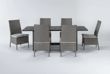 Panama Outdoor 7 Piece Rectangle Dining Set With Mojave Chairs