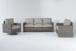 Mojave Outdoor 3 Piece Lounge Set With Swivel Lounge Chair
