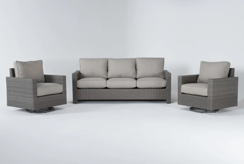 Mojave Outdoor Sofa With 2 Swivel Lounge Chairs - 360