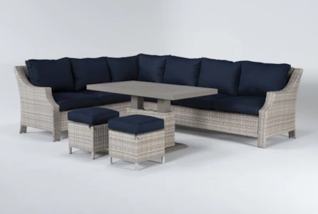 Chesapeake Outdoor Sectional, Adjustable Table And 2 Ottomans - Main