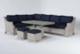 Chesapeake Outdoor Sectional, Adjustable Table And 2 Ottomans - Signature