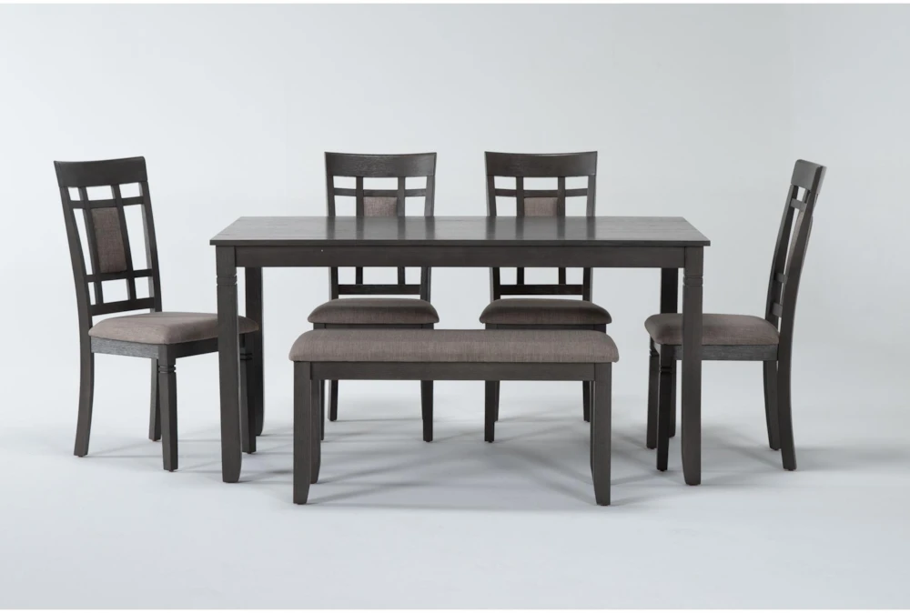 Paige 60" Kitchen Dining With Side Chair Set For 6