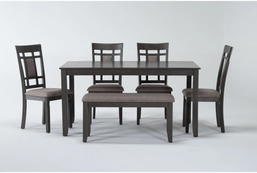 Paige 60" Kitchen Dining With Side Chair Set For 6 - 360