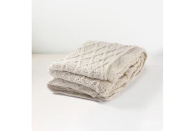 50X70 Beige Diamond Sweater Knit Oversized Throw Blanket