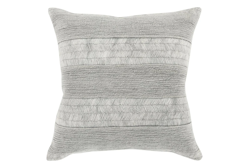 20X20 Gray Embroidered Stripe Throw Pillow