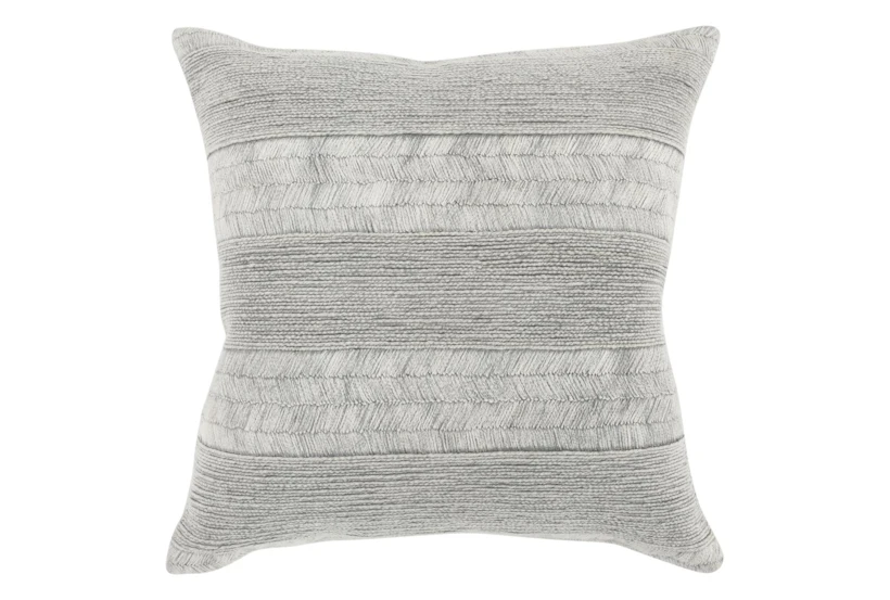 20X20 Gray Embroidered Stripe Throw Pillow - 360