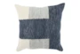 22X22 Blue Grey + White Woven Color Block Throw Pillow - Signature