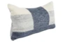 14X26 Blue Grey + White Woven Color Block Throw Pillow - Front