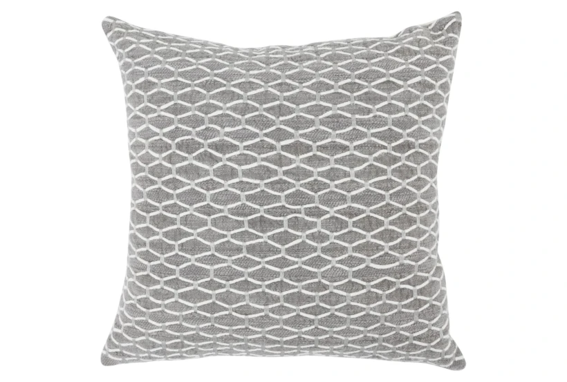 22X22 Gray Tonal Bead + Dart Pattern Throw Pillow - 360