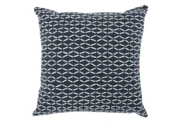 22X22 Blue Bead + Dart Pattern Throw Pillow
