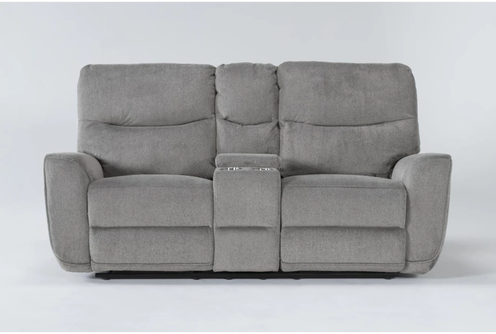 Ronan Oatmeal 77" Power Reclining Loveseat with Storage Console & USB