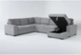 Finneas Grey 3 Piece 131" Convertible Sleeper Sectional With Right Arm Facing Storage Chaise - Side