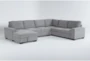 Finneas Grey 3 Piece 131" Convertible Sleeper Sectional With Left Arm Facing Storage Chaise - Signature