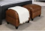 Theodore Honey Leather Chair and Ottoman Set - Room