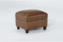 Theodore Honey Leather Ottoman - Side