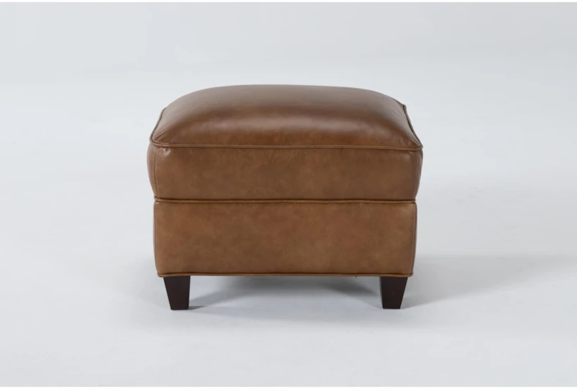 Theodore Honey Leather Ottoman - 360
