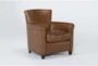 Theodore Honey Brown Leather Arm Chair - Side