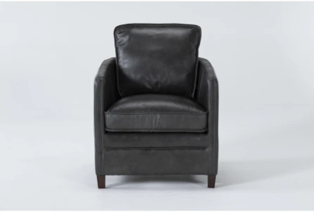 Simon Slate Leather Arm Chair Living, Blue Leather Arm Chair