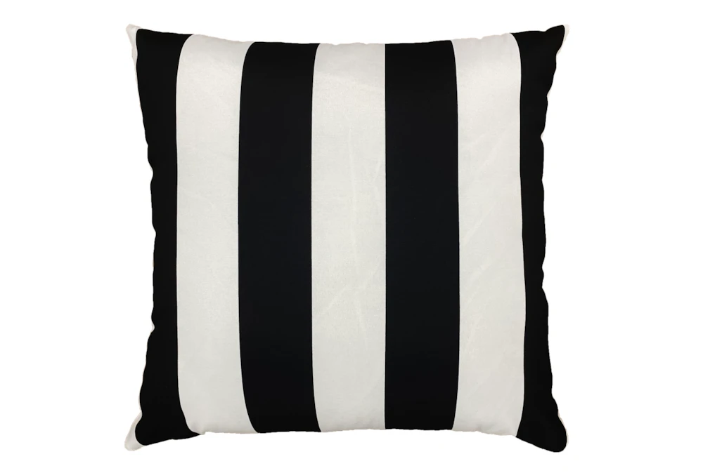 22X22 Black + White Cabana Stripes Outdoor Throw Pillow