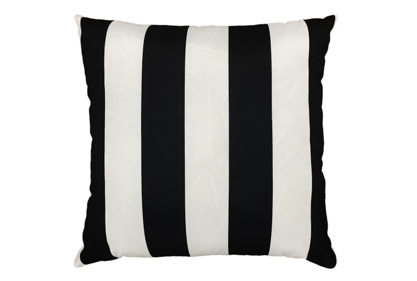 22X22 Black + White Cabana Stripes Outdoor Throw Pillow - 360