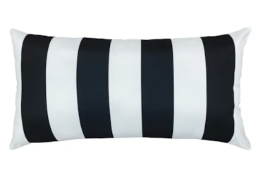 14X26 Black + White Cabana Stripes Outdoor Throw Pillow