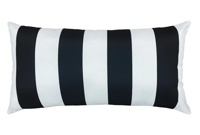 14X26 Black + White Cabana Stripes Outdoor Throw Pillow - 360