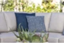 20X20 Navy Blue Textured Solid Outdoor Throw Pillow - Room