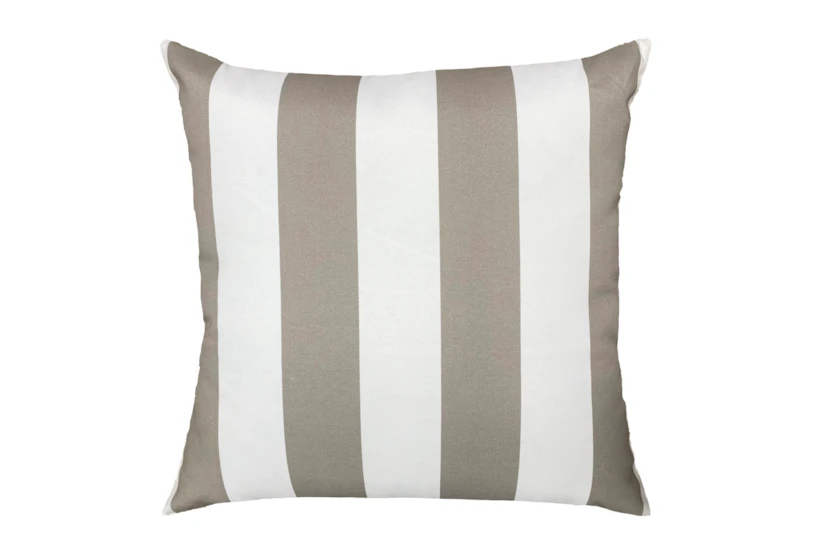 22X22 Taupe + White Cabana Stripes Outdoor Throw Pillow - 360