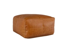 Pouf-Leather Chestnut 24X24X12
