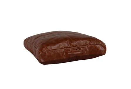 Pouf-Brown Leather Floor Cushion24X24X4