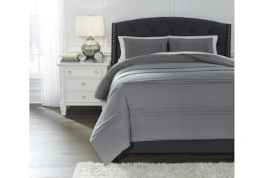 Eastern King Coverlet-3 Piece Set Small Pleated Charcoal