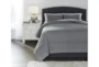 Queen Coverlet-3 Piece Set Small Pleated Charcoal - Room