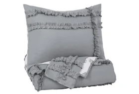 Twin Comforter-2 Piece Set Reversible Grey Floral