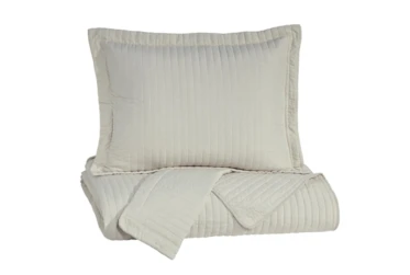 Eastern King Coverlet-3 Piece Set Channel Stitched Bone