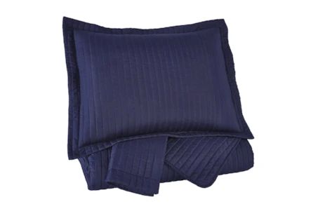 Eastern King Coverlet-3 Piece Set Channel Stitched Navy