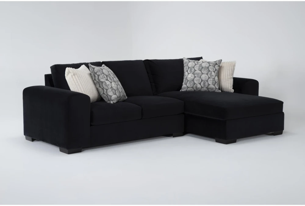 Salem Velvet 116" 2 Piece Sectional With Right Arm Facing Chaise