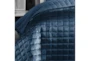 Eastern King Quilt-3 Piece Set Velvet Squares Blue - Detail