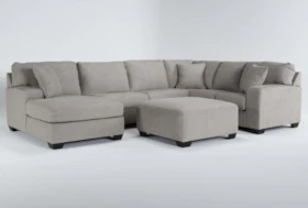 Bryton Jute 3 Piece Sectional With Left Arm Facing Chaise and Cocktail Ottoman